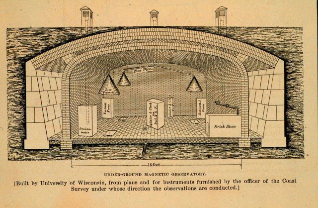 Underground magnetic observatory built at the University of Wisconsin in 1870's Picture