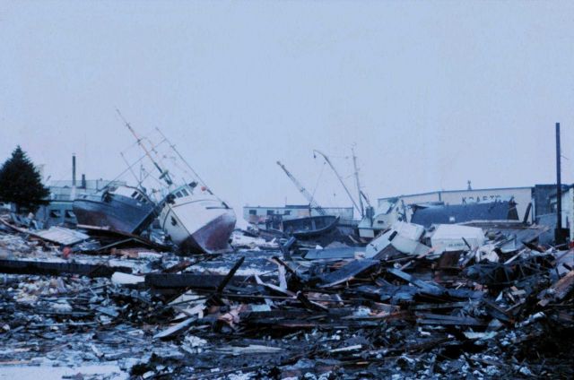 Tsunami damage at Kodiak following 1964 Good Friday Earthquake Picture