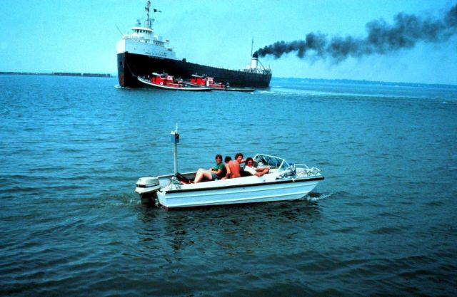 Lake Survey hydrographic survey skiff with top off for the summer Picture