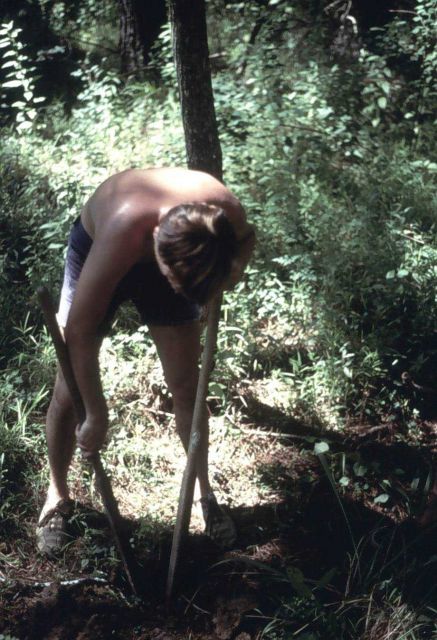 Digging a hole for a bench mark Picture
