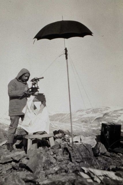 Small umbrella lashed to alpenstock - shading instrument from sun Picture