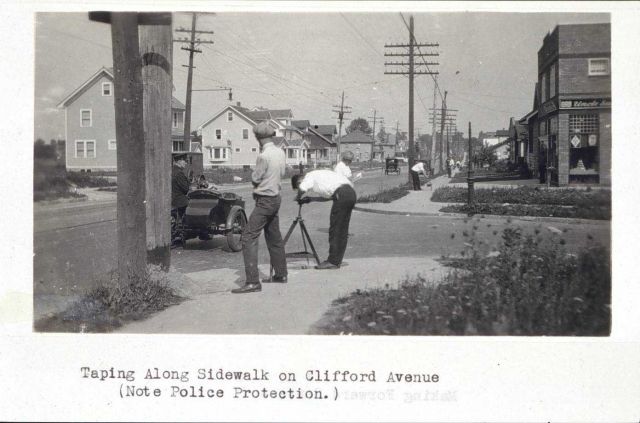 Measuring the base - note police protection Picture