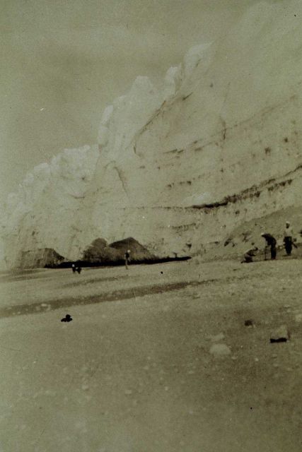 Traverse party at foot of ice cliffs on Crillon Glacier Picture