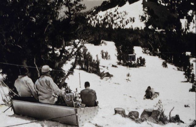 Transporting survey gear on snowsled with tramway Picture