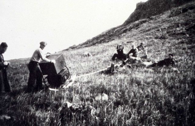 Hauling gear on a whale bone sled. Picture