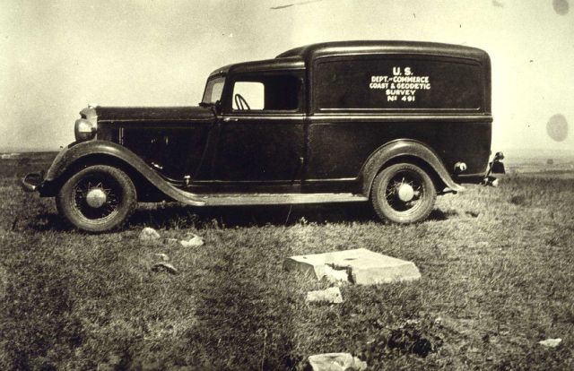 The triangulation station at Meade's Ranch Kansas. Picture