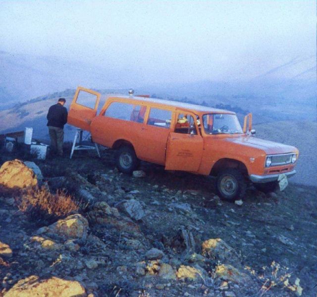 Vern Burns determining rough azimuth prior to Wild T-4 setup Picture