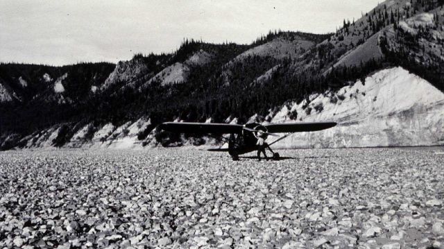 Gravel bar used as landing field at Rampart House Picture
