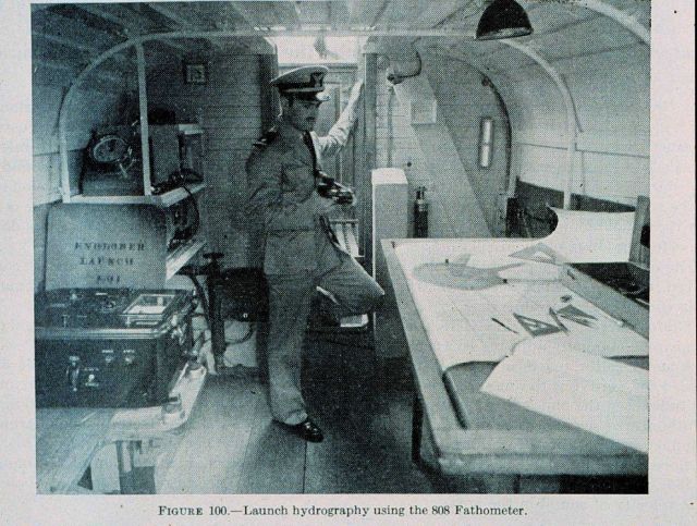 Interior of hydrographic launch from 1942 Hydrographic Manual Picture