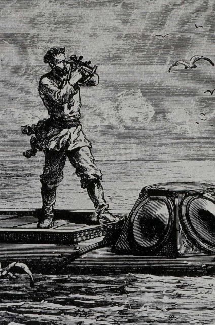 Captain Nemo taking a star sight from the deck of the NAUTILUS Picture
