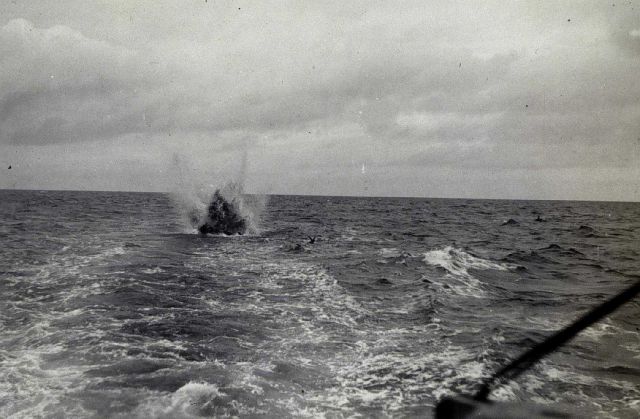RAR bomb being exploded astern of GUIDE Picture