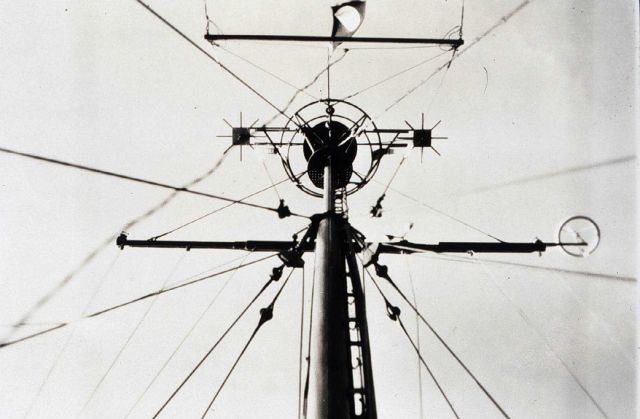 Shipboard Shoran antenna from below Picture