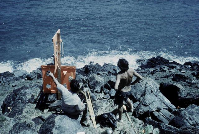 Conducting range-azimuth hydrography from southeast side of Hans Lollik Island Picture