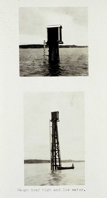 Tide gauge at Knik Harbor showing range of tide Picture