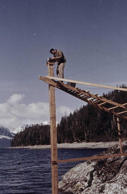 Tending tide gauge at Shag Rock Picture