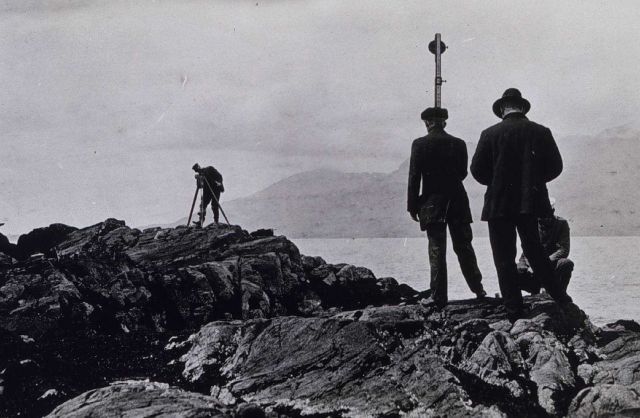 Tidal leveling operations - connecting tide staff with bench marks Picture