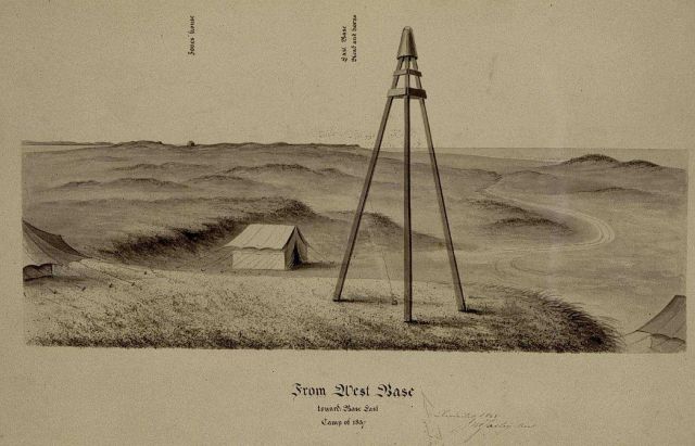 Tripod signal with tin cone for reflecting sunlight Picture