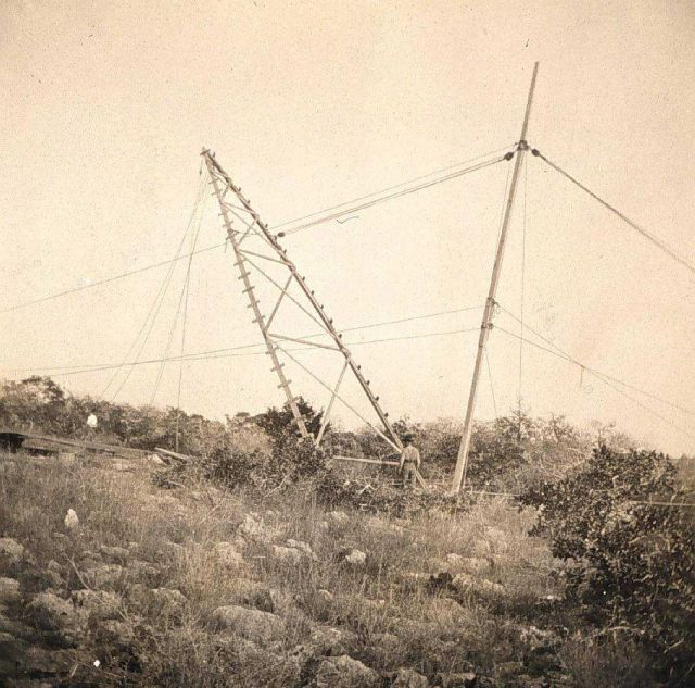 Raising one side of instrument tripod at Station Hugo Picture