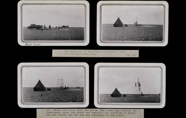 Photos -1-4 show beginning of construction of 50-foot tower at Station Tatum Picture