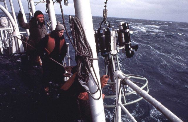 Conductivity-Temperature-Depth rosette with water bottles Picture