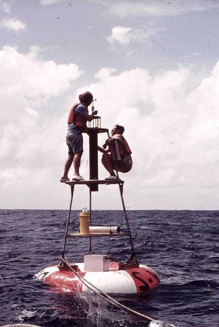 Making final adjustments to instruments on buoy Picture