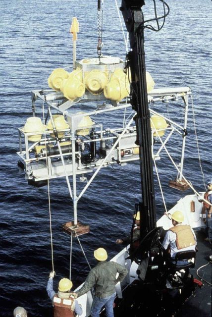 Large instrument package being deployed from DAVIDSON Picture