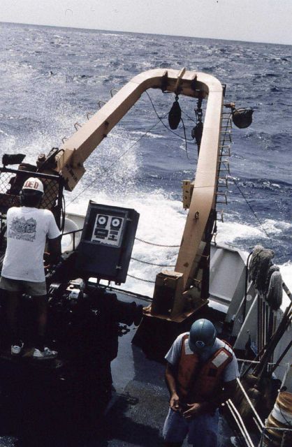 Chief Boatswain Joe Dimartino operates winch - CTD operations on MT Picture