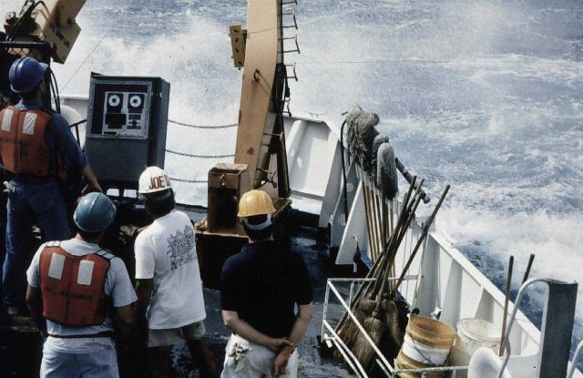 Chief Boatswain Joe Dimartino instructing winch operators during CTD operations Picture