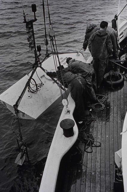 Deploying a current meter from the MARMER Picture