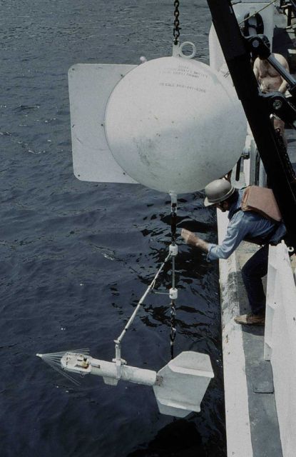 Current meter with trash catcher to keep impeller from being fouled Picture