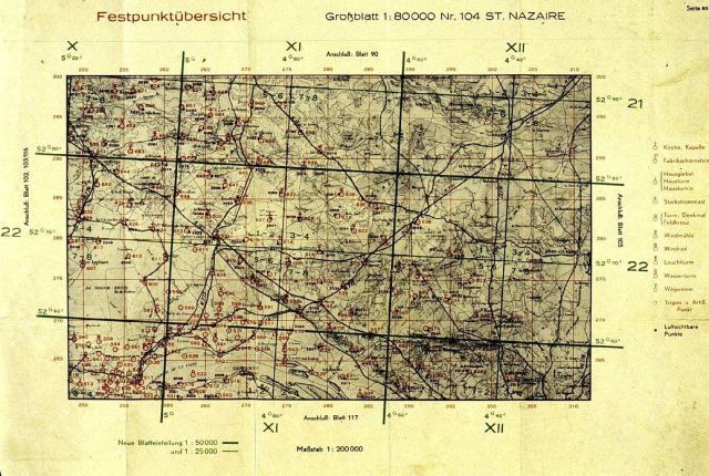 Captured German map showing geodetic control around St Picture