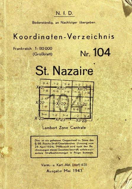 Title page of captured German geodetic control book for St Picture