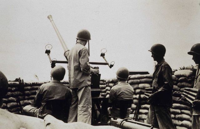 Anti-aircraft battery at Guadalcanal commanded by Robert A Picture