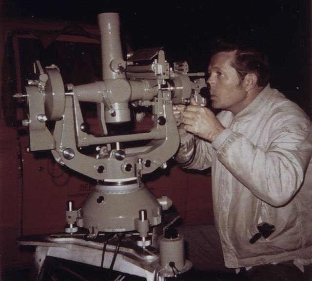 Richard Maxey observing with Wild T-4 Theodolite Picture
