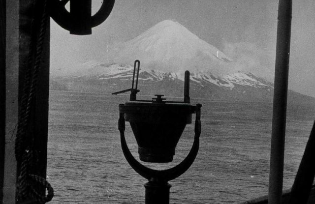 Passing Mount Shishaldin early in the survey season Picture