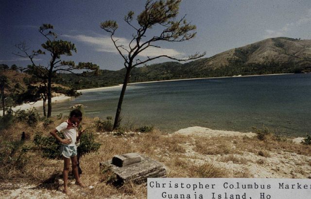 Columbus landing marker at Guanaja. Picture