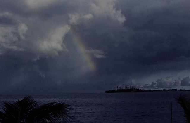 The aftermath of the storm - a rainbow over San Juan. Picture