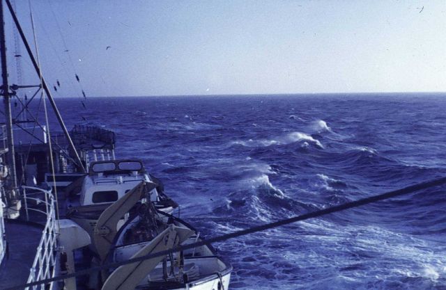 Sea patterns - the wake of the SURVEYOR. Picture