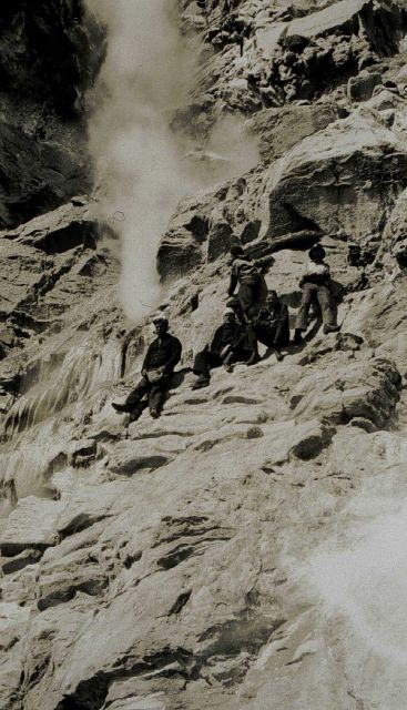 Crew members checking out fumarole in the Aleutians Picture