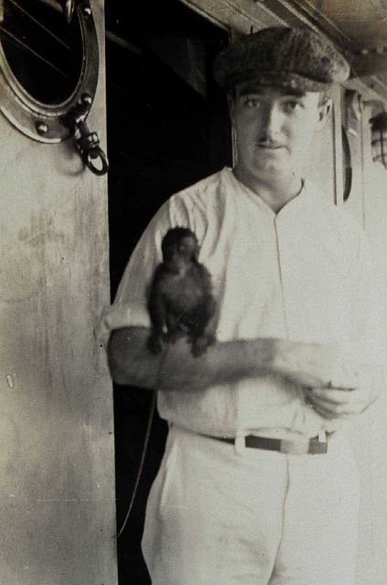 Ken Crosby with a pet monkey Picture