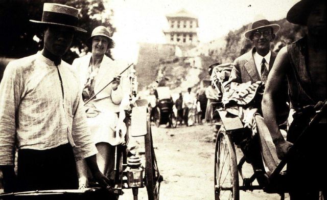 Riding the rickshaws at Shanghai on the way out to the Philippines Picture