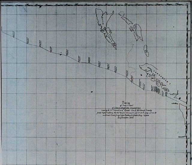 Track of USS TUSCARORA from Cape Flattery to Japan. Picture