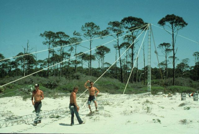 Installing Raydist antenna at Cape San Blas Picture