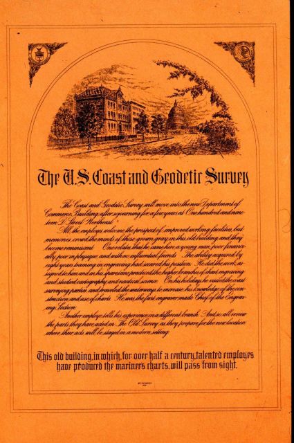 Engraving of old C&GS building. Picture