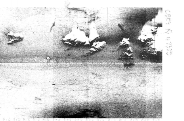 Sidescan sonar record of rocky outcrops Picture