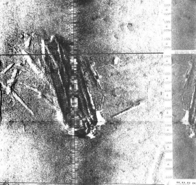 Sidescan sonar record of shipwreck Picture
