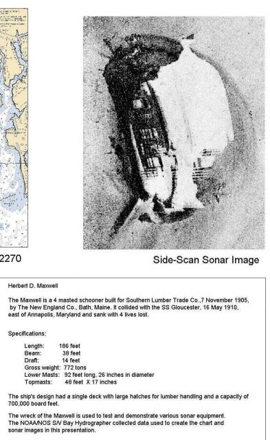 Sidescan sonar image of the 4-masted schooner HERBERT D Picture