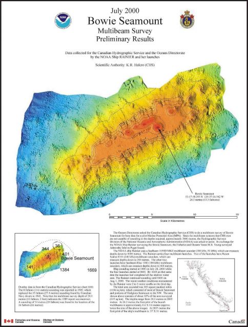 Multi-beam sounding map of Bowie Seamount in the NE Pacific Ocean off British Columbia Picture