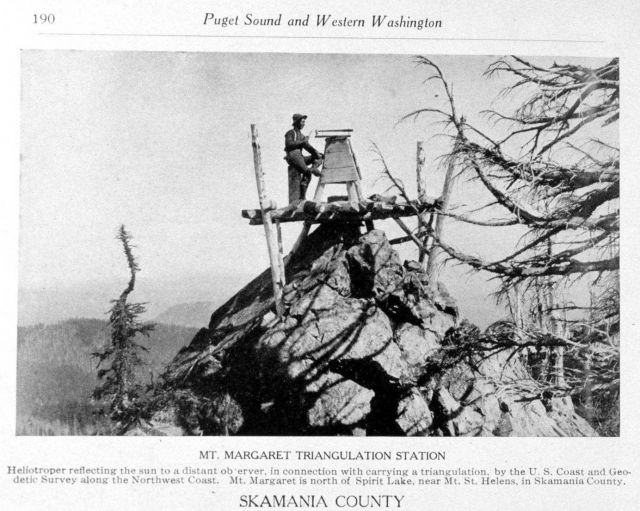 A heliotroper at Mount Margaret triangulation station just north of Spirit Lake. Picture