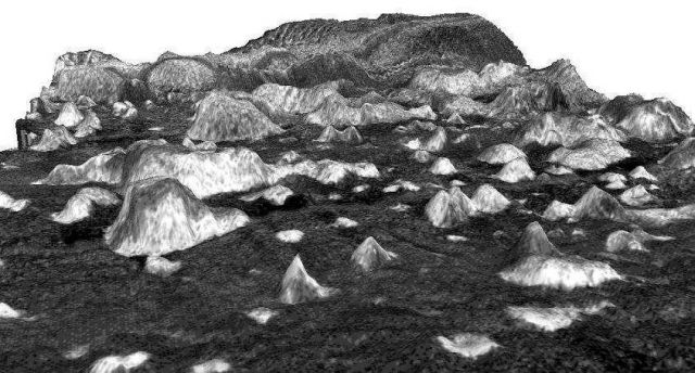 3-D image of Diamond Shoal showing combined multi-beam sounding/sidescan sonar data product Picture